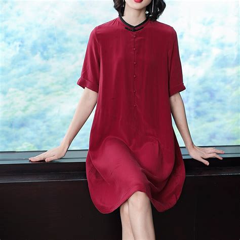 Red Silk Dress Women Plus Size Big Party Night Dresses Robe High