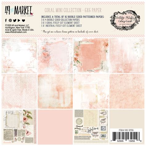 Vintage Artistry Coral 6x6 Collection Pack 49 And Market