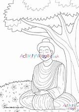 Under Buddha Colouring Tree Bodhi Drawing Template Explore Vesak Drawings Sketch Paintingvalley Village Activity sketch template