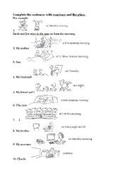 prepositions  place worksheets