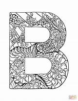 Coloring Pages Zentangle Letter Alphabet Printable Letters Adult Mandala Abc Rainbow Template Mandalas Supercoloring Adults Categories sketch template