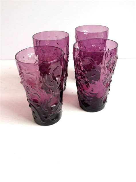 Textured Drinking Glasses Amethyst Purple Textured Drinking Glasses
