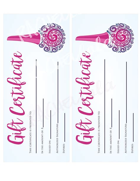 printable nail salon gift certificate fillable template etsy