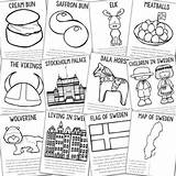 Sweden Coloring Pages Study Posters Activities Country Mini Book Set Preview sketch template
