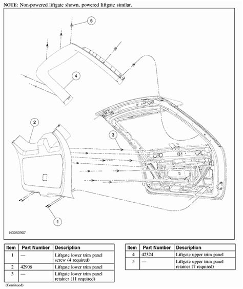 ford edge qa liftgate hatch panel removal parts diagrams