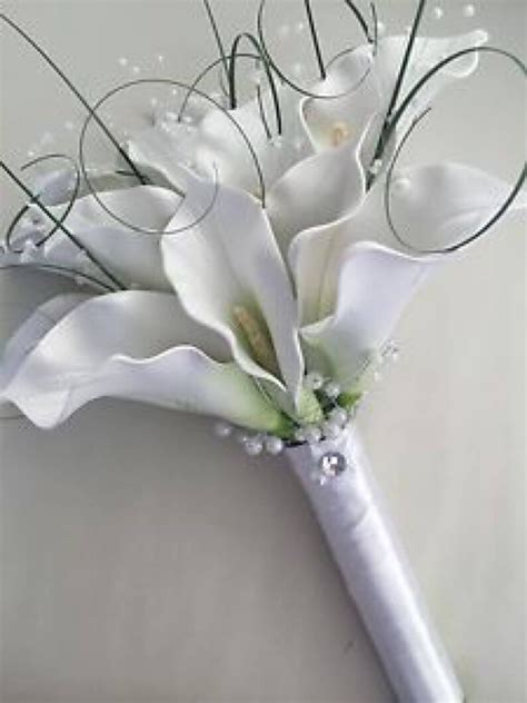 artifical white foam calla lily wedding flowers bride bouquet etsy