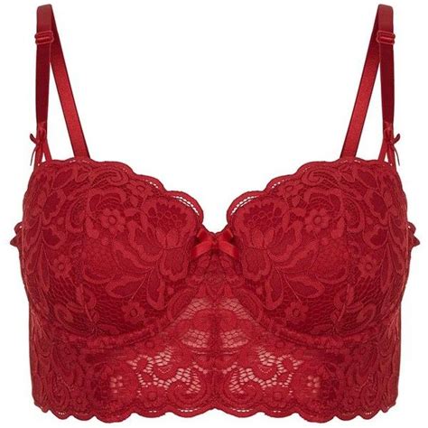 red floral lace longline bra £15 liked on polyvore featuring intimates bras bra lingerie