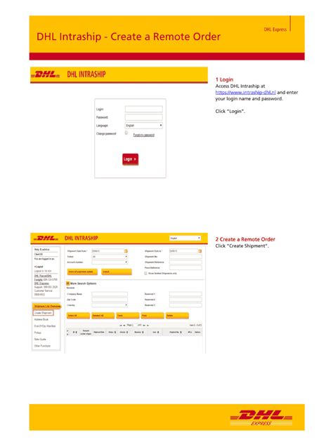 fillable  dhl intraship create  remote order fax email print pdffiller