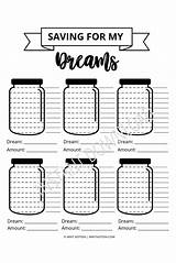 Savings Saving Jar Printable Tracker Money Jars Challenge Dream Goals Choose Board Planner sketch template