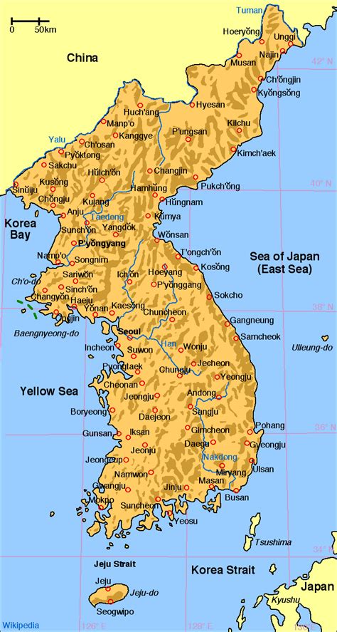 map  korea mapsofnet