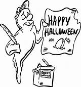 Halloween Coloring Pages Ghost Happy Sign Holding Kids Printactivities Do Color Print Appear Printables Printed Navigation Only When Will sketch template