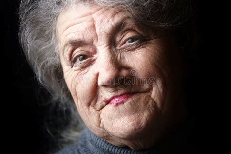 Granny Face On Black Background Stock Image Image Of Lifestyle Kind