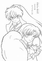 Inuyasha Coloring Pages Anime Kagome Sesshomaru Book Drawings Sketch Color Printable Lineart Dibujo Kids Sketches Outline Getcolorings Fan Inu Choose sketch template