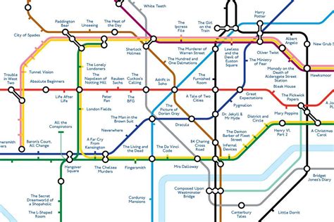 literature tube map replaces stations  titles  books set