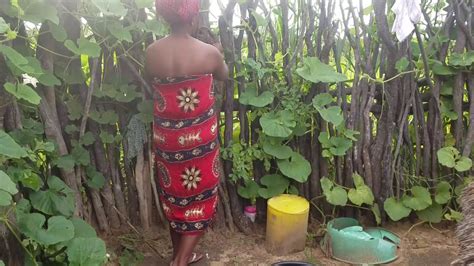 namibian village life taking a bath and using the bush