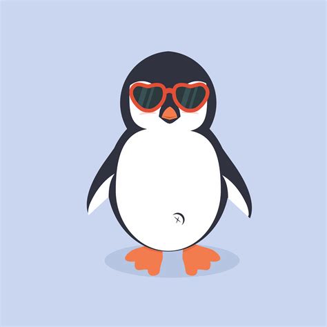 cute penguin cartoon  glasses  vector art  vecteezy