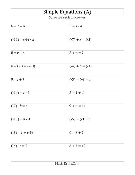 solving  step equations multiplication  division worksheet