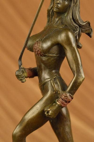 Signed Amazon Nude Woman With Sword Bronze Statue