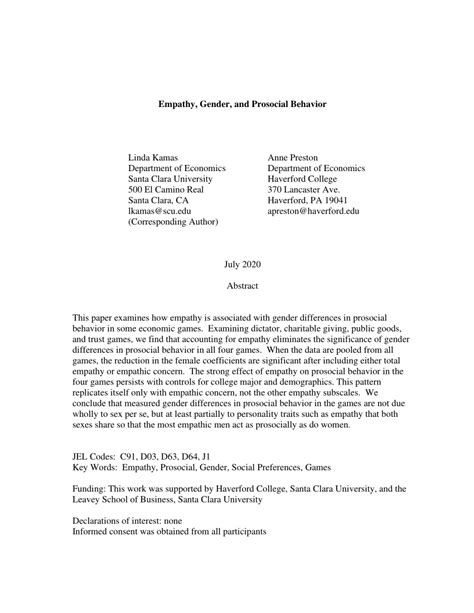 pdf empathy gender and prosocial behavior