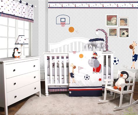 optimababy animal sports festival  piece baby boy nursery crib bedding