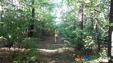chubby girl with big booty walking nude in forest eporner