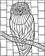 Coloring Pages Mosaic Owl Animal Glass Stained Mystery Printable Dover Patterns Publications Colouring Doverpublications Print Color Christmas Adult Book Paper sketch template