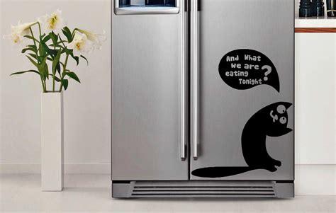 vinyl fridge decal cute curious cat decor sticker fridge sticker  decal gift