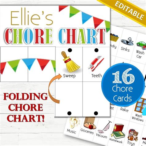 editable chore chart   chore cards instant  etsy