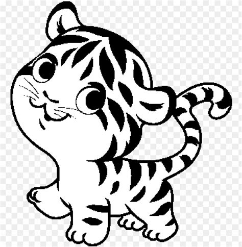 baby tiger coloring page tiger cartoon black  white png