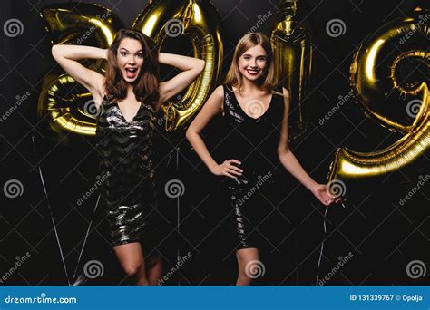 Beautiful Women Celebrating New Year Happy Gorgeous Girls In Stylish