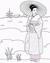 Geisha Japan Japanische Colorir Colouring Drawings Coloringpagesfortoddlers sketch template
