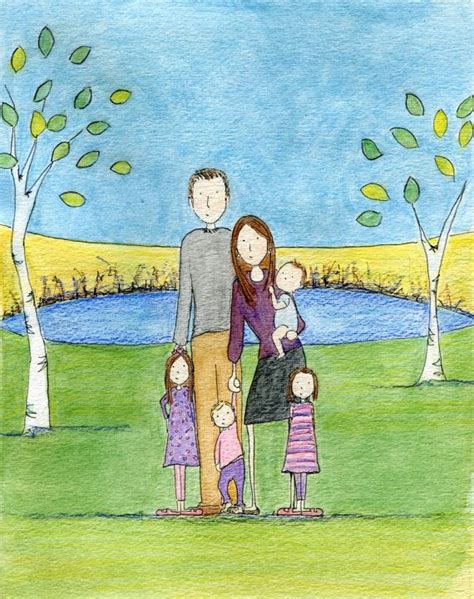 custom family portrait illustration personalized family etsy custom family portrait family