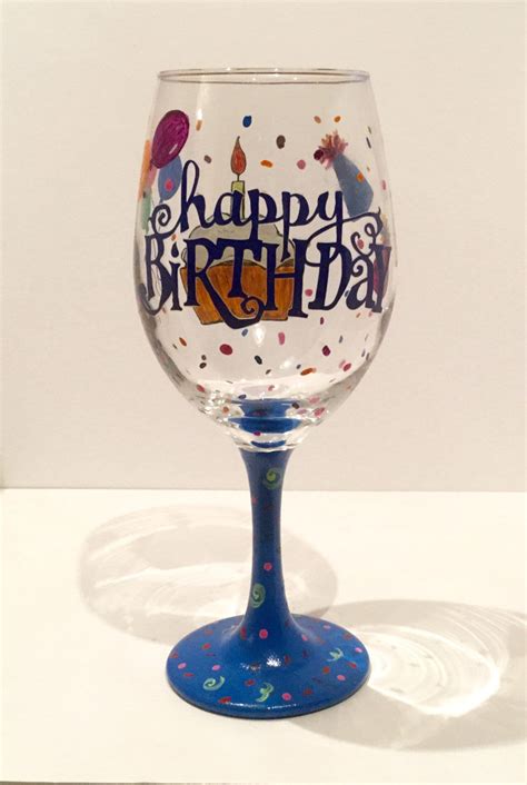 Hand Painted Birthday Wine Glass Birthday T
