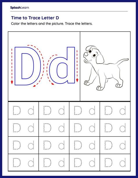 Letter D Tracing Worksheet Free Printable Puzzle Game
