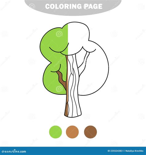 simple coloring page summer tree   colored coloring book  kids