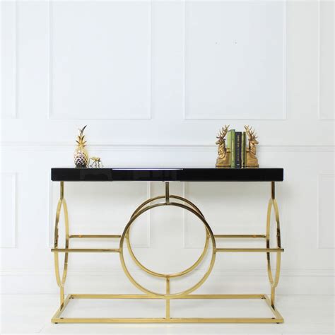 Black Glass Topped Console Table By Out There Interiors