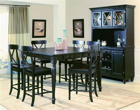 black finish modern counter height dining table woptional items