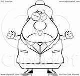 Lady Angry Clipart Chubby Business Cartoon Outlined Coloring Vector Thoman Cory Royalty sketch template