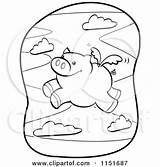 Pig Flying Coloring Cartoon Clipart Winged Thoman Cory Vector Outlined Royalty 2021 sketch template
