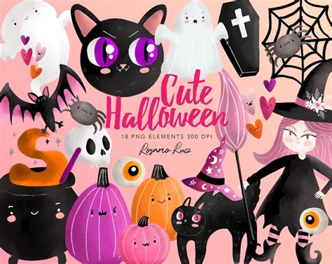 Pink Halloween Clipart Cute Halloween Pink Pumpkin Clip Art Etsy