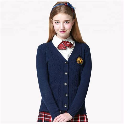 latest cable crew neck british style girl sex uniform school sweaters