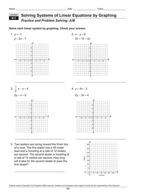 solving systems  equations  graphing worksheet answers algebra