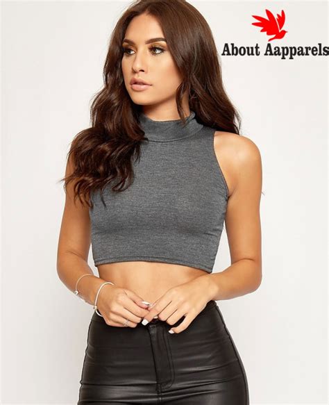 basic sleeveless turtleneck crop top wholesale manufacturer and exporters