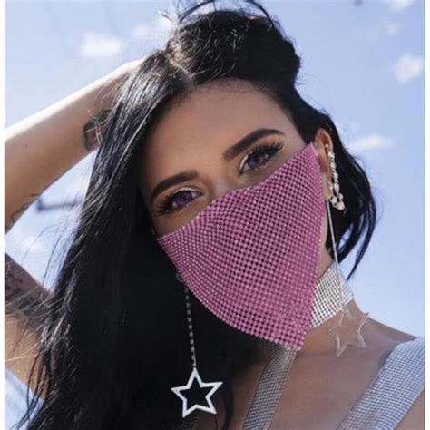 Fashion Sexy Bling Rhinestones Hollow Face Masks Party