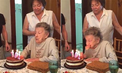 102 year old louise bonito blows out birthday candles but loses her