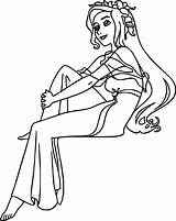 Coloring Princess Disney Enchanted Pose Thinking Girl Pages Wecoloringpage Choose Board sketch template