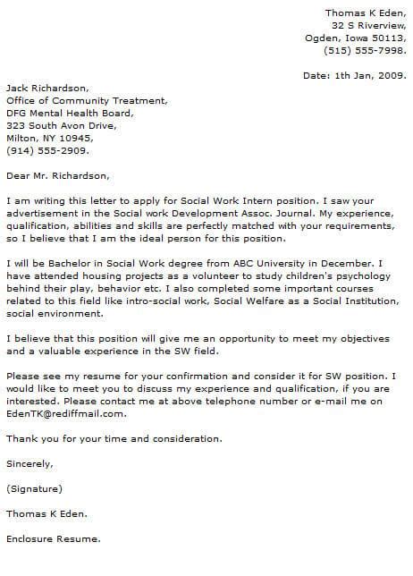 social work cover letter examples cover letter