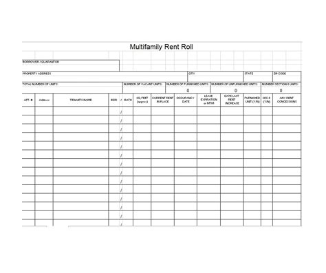 rent roll templates forms templatearchive
