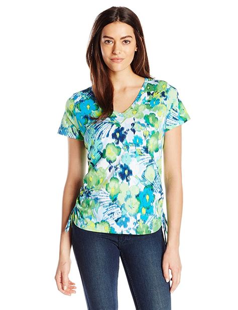 caribbean joe women s short sleeve side rouch top quickly view this