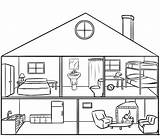 House Coloring Room Worksheet Family Draw Worksheeto Via sketch template